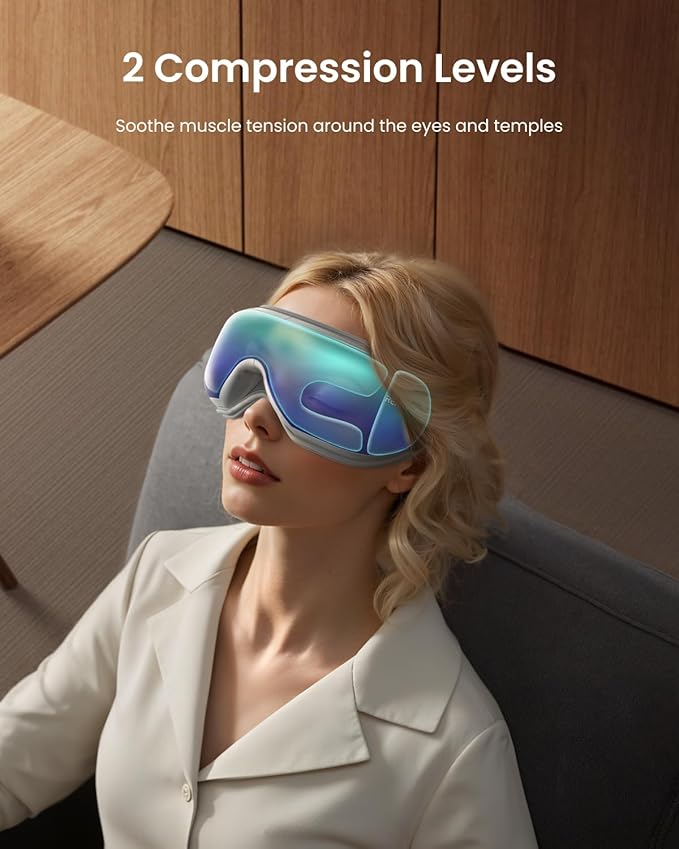 RENPHO Eye Massager with Heat, FSA Eligible HSA,Gifts for Men,Women,Eyeris 1 Eye Massager with Remote, Sleep Mask for Relieves Head Tension, Soothe & Refresh, Enhance Rest, Gradient Green