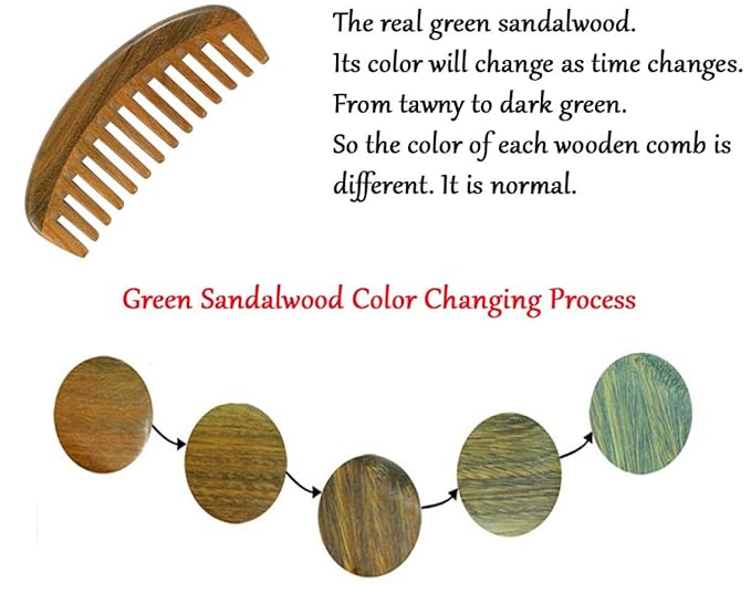 Louise Maelys Green Sandalwood Moon Comb For Curly Hair Wide Tooth Comb