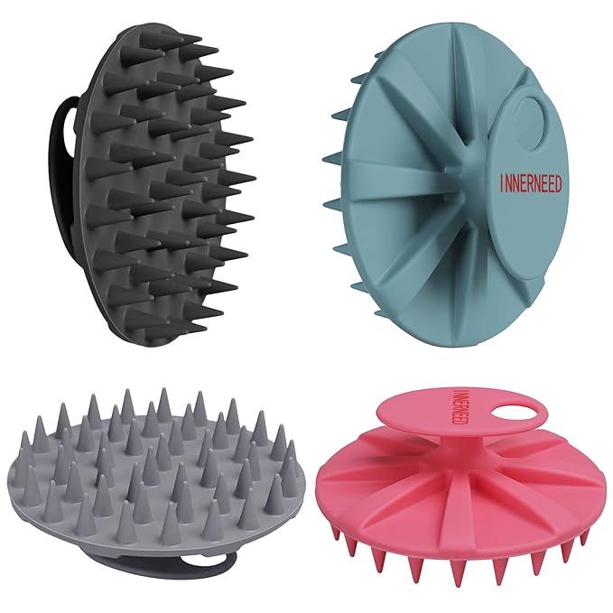One-piece Silicone Scalp Massager Shampoo Brush Hair Wash Scrubber, 4pcs