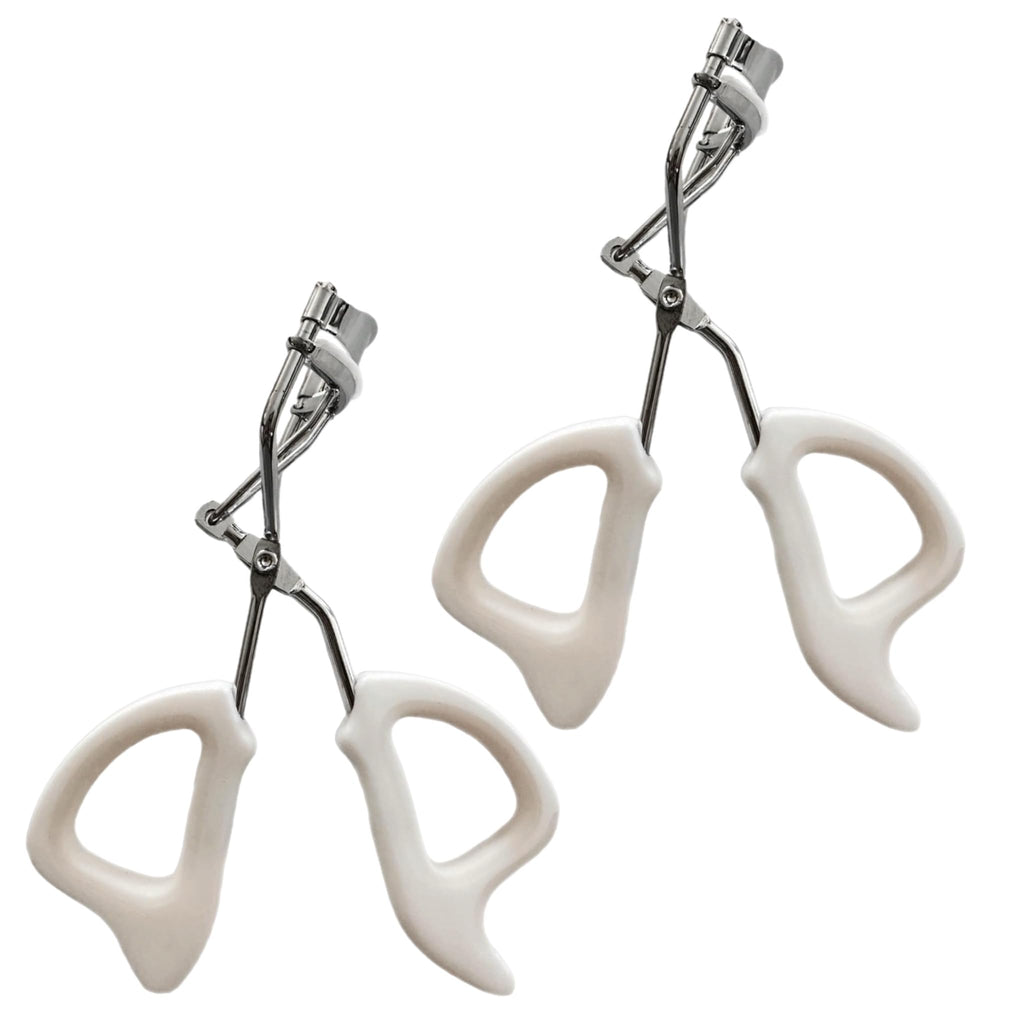 Precision Comfort Hold Easy Grip Professional Eyelash Curler Long Lasting Lifted Eyelashes Ergonomic Comfort Hold Voluminous Curls in Seconds Non-Slip Finger Grip (x2 White)