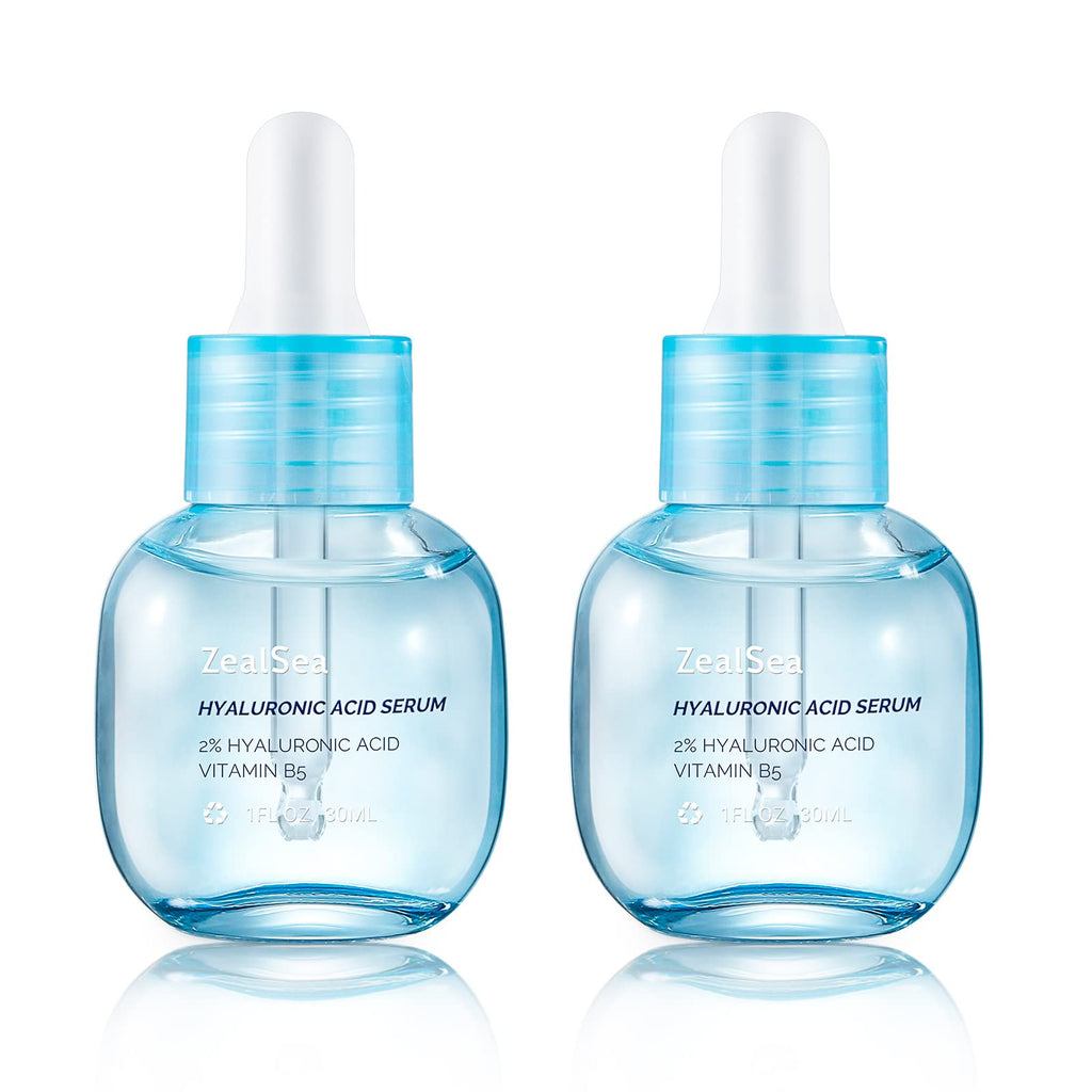 ZealSea EWG Hyaluronic Acid Serum 2 Pack, Hydrating Face Serum Day & Night