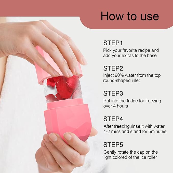 Diamond ice Cube Roller - Silicone Skin Care ice Roller for face & Eye Puffiness Relief Beauty gua sha Facial Tools Massage ice Mold cryo Cube ice Roller Best Women’s Gift (Pink)