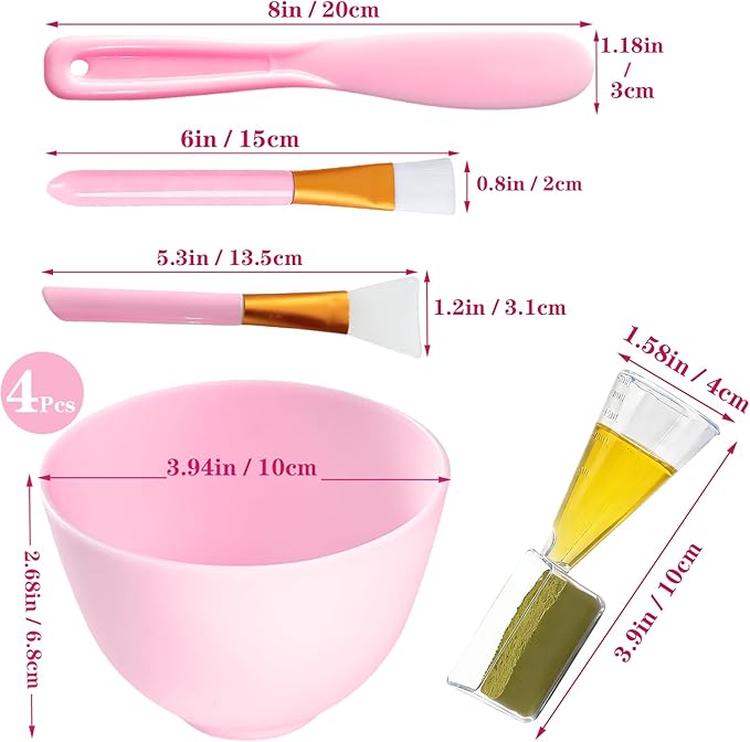 Silicone Face Mask Mixing Bowl, Silicone Bowls for Facials, DIY facial mask mixing bowl for Home Salon Spa Face Skin Applicator Bowl, Pink