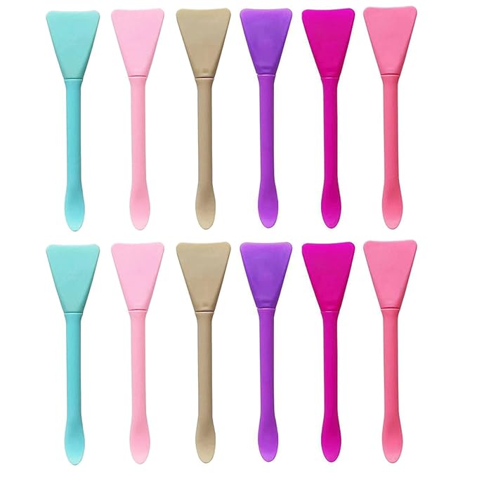 Mimalexin 12PCS Silicone Face Mask Brushes, Face Mask Applicator, Skincare Spatula, Skin Care Lotion Applicator, Spa Makeup Tools for Facial Cream Mask Mixing and Sampling