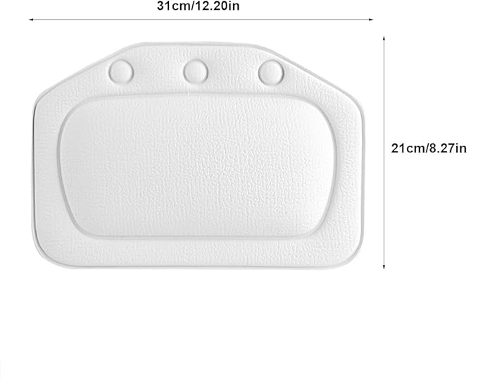 Bath Pillow, Bathtub Head Neck Support, Soft Foam Padded Spa Tub Headrest Back Shoulders Support Cushion Bathroom (White)
