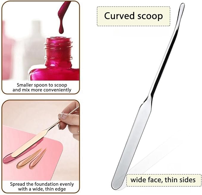 Rowcay 2 Set Makeup Mixing Palette, Acrylic Collapsible Makeup Palette Tray, Handheld Nail Art Transparent Palettes with Stirring Spatula for Foundation Make-up, Makeup Artist and Beginner