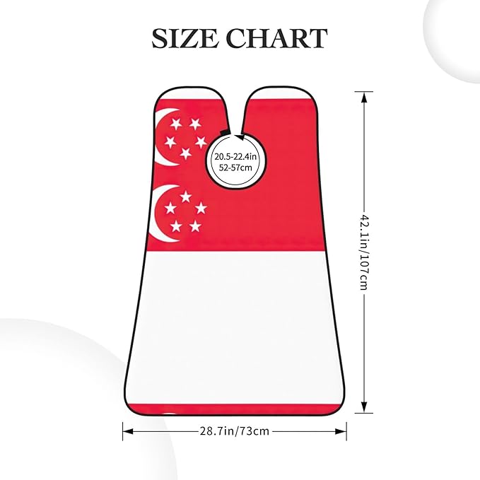 NOUZU Singapore Flag Print Beard Bib Apron For Men, Beard Hair Catcher For Men Shaving Trimming,Beard Cape Cloth