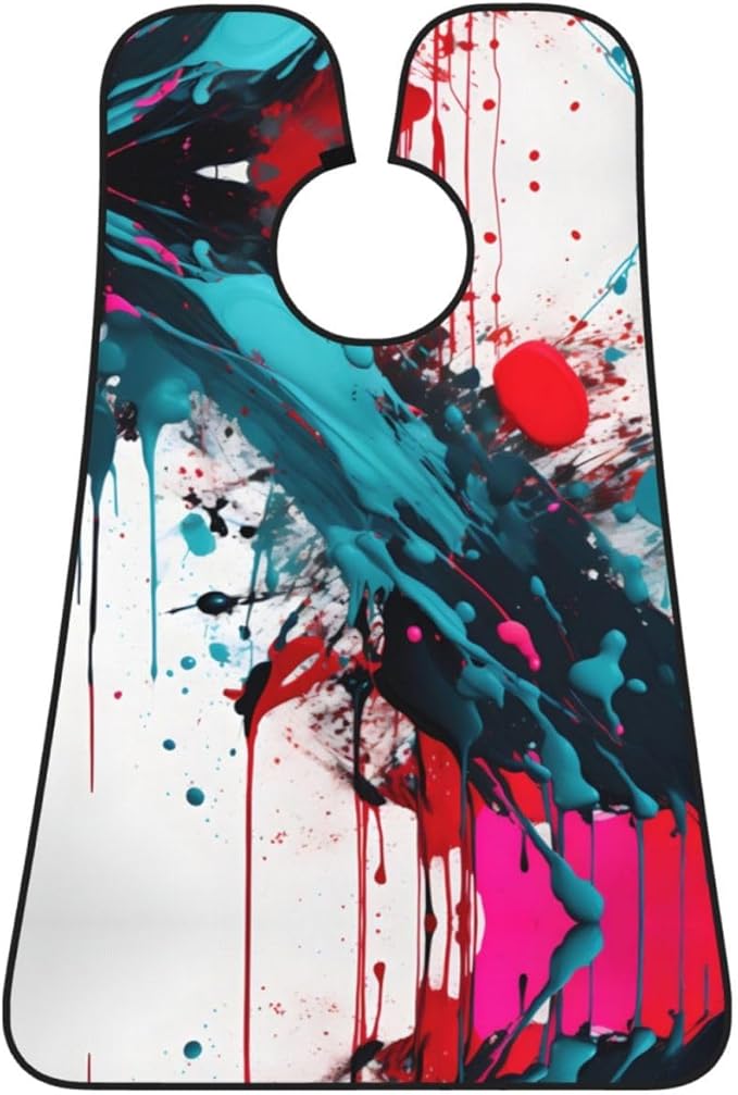 NOUZU Abstract Paint Splashes Print Beard Bib Apron For Men, Beard Hair Catcher For Men Shaving Trimming,Beard Cape Cloth