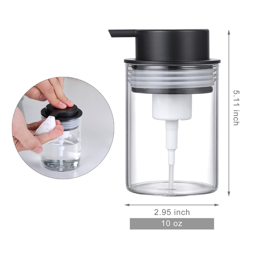 MKLZ Glass Foam Soap Dispenser, 10oz Hand Liquid Bottles with Plastic Pump