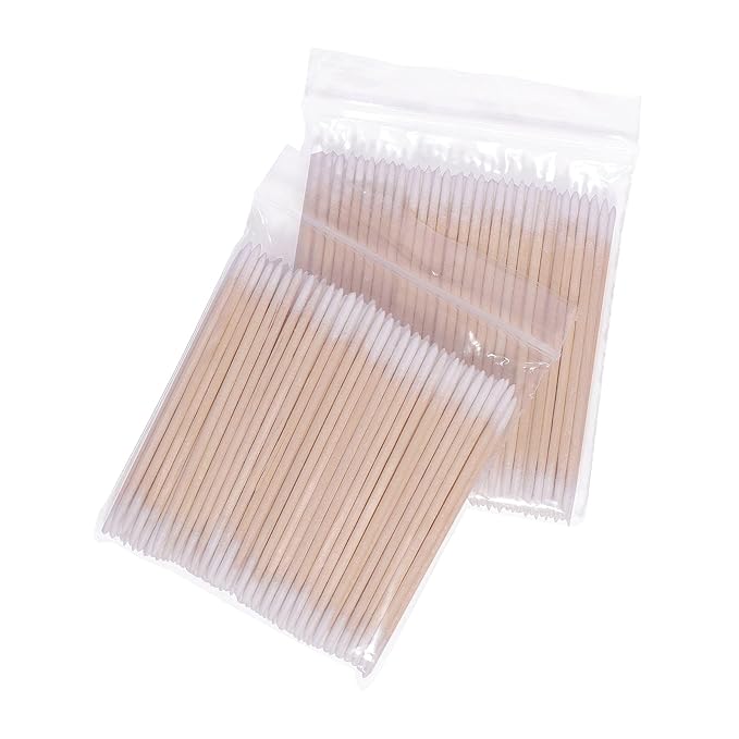 1000pcs Double Side Wood Cotton Swab Microbrush Eyelash Sticks Cleaning Swabs Nails Ear Toothpicks Cosmetic Eye Lash Glue Removing Tools (500PCS)