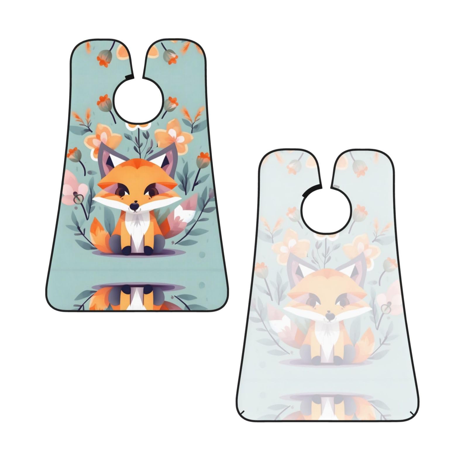 YQxwJL Cute Animal Fox Flowers Print Beard Bib Shaving Apron, Beard Hair Trimming Cape Gift For Dad