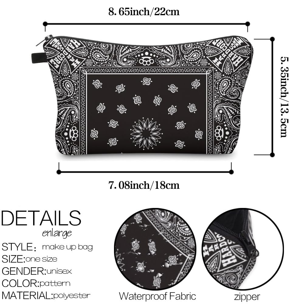 Loomifang Small Makeup Bag Cosmetic Bag for Women, Pretty Design Organizer Case with Zipper Closure, Lightweight and Water-Resistant Make Up Bag - 8.65"x 5.35" x 7.08"（Mandala Flowers）