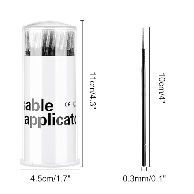 Dming 200PCS Micro Applicators Brushes Mini Cotton Swabs Remove Grafted Eyelash Glue Dedicated Brush Disposable Microswabs for Eyelash Extensions Make up and Lash Clean and Personal Care (Black)