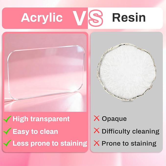RAQEHO Acrylic Nail Art Palette - Transparent Nail Gel Polish Paint Mixing Pallet Design Plate For Nail Art Foundation Makeup Mixing Tray Display Stand Manicure Tools Supplies Accessories(3.15"×4.72"