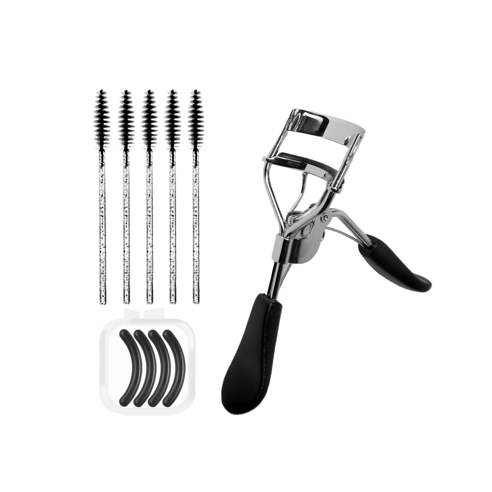 BenePoint Eyelash Curler, Lash Curler with Bonus 4Pcs Replacement Lash Pads& 5Pcs Eyelash Spoolies, Eyelash Curler Kit Portable Travel Eyelash Curler for Eyelash Extension (Black)