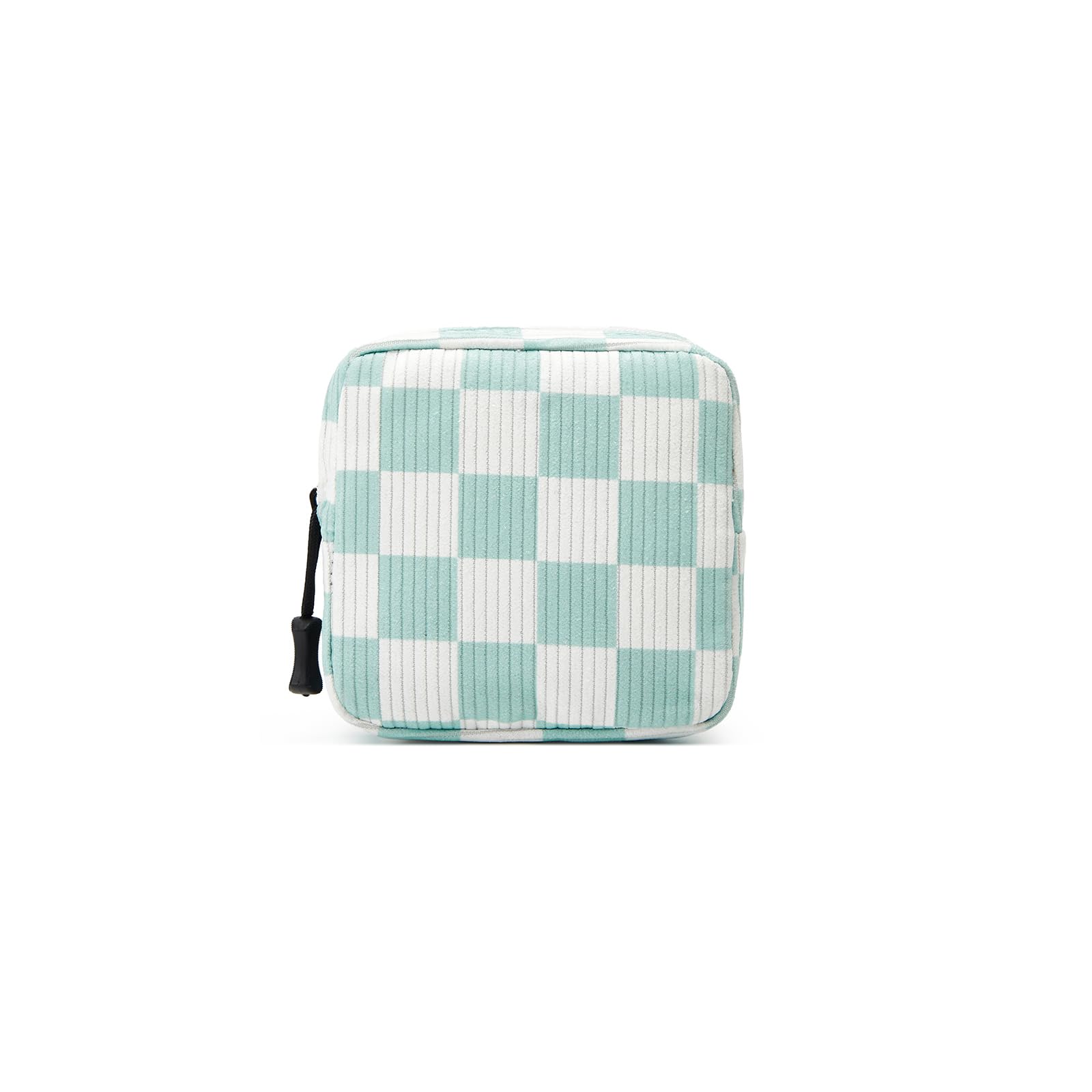 ZOEMTIU Small Makeup Bag for Purse,Mini Cosmetics Bag cute Zipper corduroy Cosmetic Pouch Storage Pouch Travel Toiletry Organizer for Women Girls(Checkered Green)