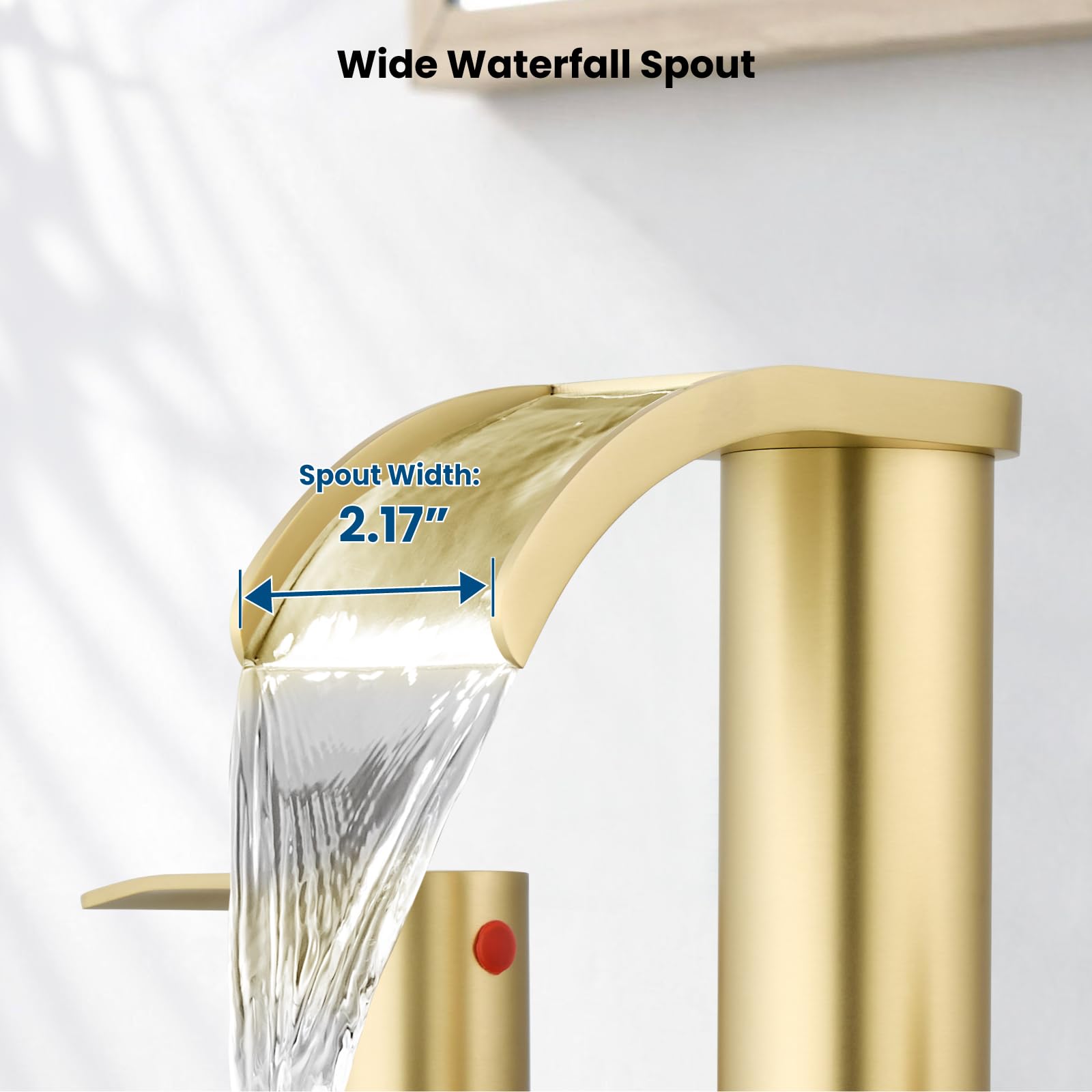 gotonovo Waterfall Bathroom Faucet 3 Hole Round Body,Brushed Gold
