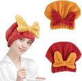 Jenmex Microfiber Hair Towel Wrap for Women, 2Pcs Hair Towel Cap.Soft Absorbent Turban Hair Towel for Long and Wet Hair(Orange & Red)