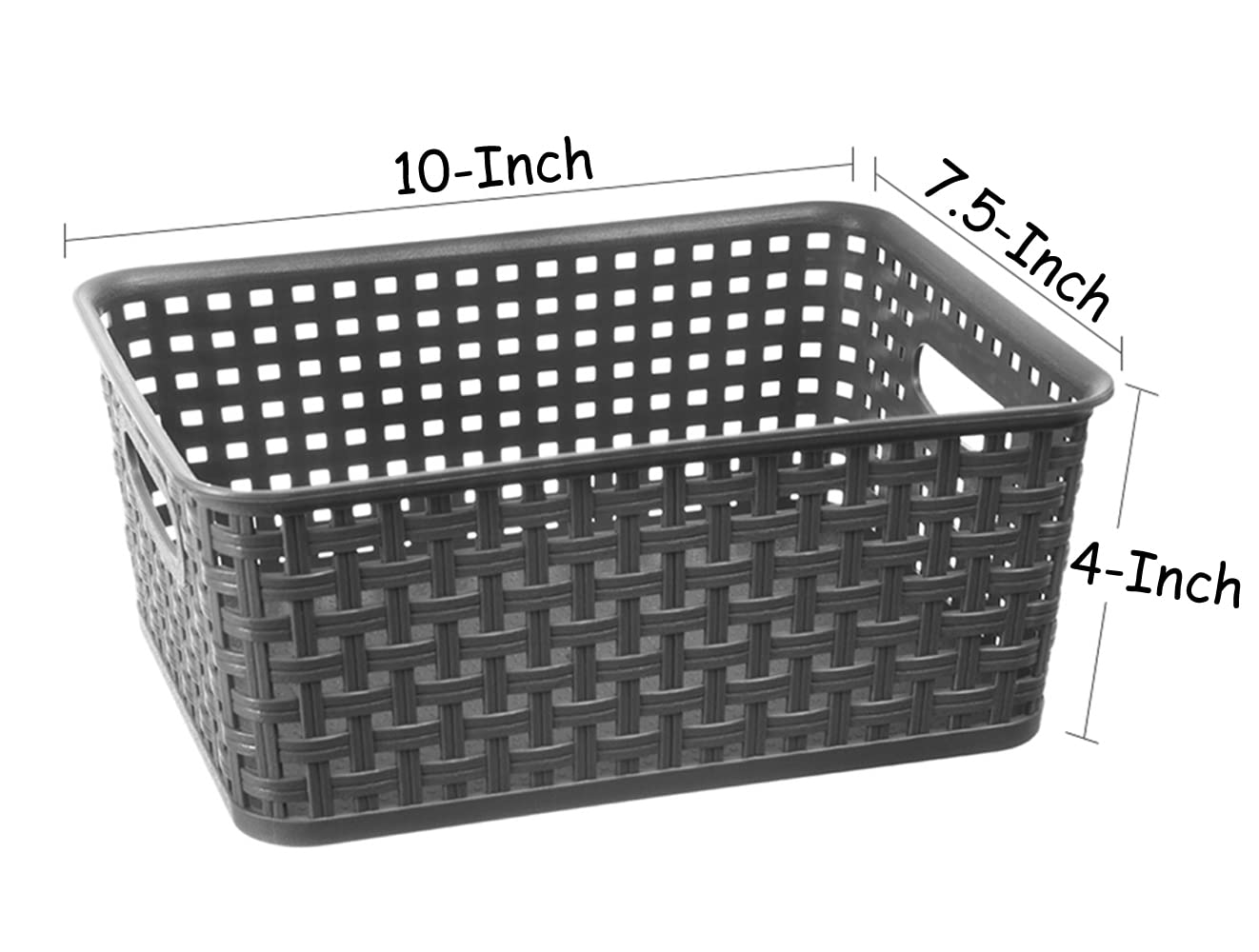 ZHENFAN Grey Plastic Woven Storage Basket, 6-Pack Weave Gray Basket Organizer for Kitchen Office Bathroom