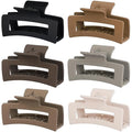 Sisiaipu 3.5 Inch Medium Hair Claw Clips 6 Pack Hair Clips for Women Square Rectangle Claw for Hair Banana Jaw Clips Hair Accessories for Girls -Regular