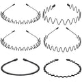 WantGor Metal Headbands for Women Men, Fashion Unisex Black Hairband Sports Headwear Hair Hoop Hair Accessories for Home, Outdoor (6 Pack)