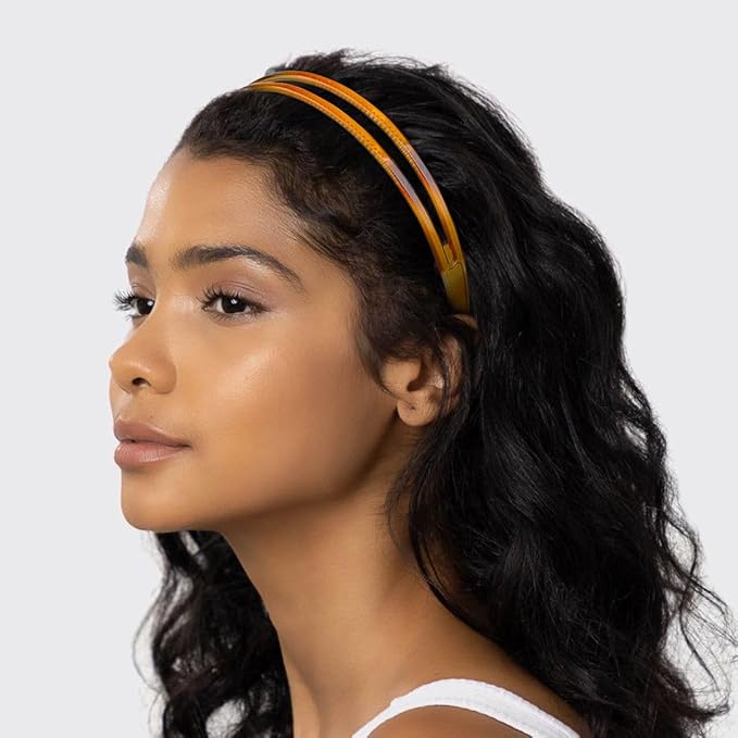 WOVOWOVO 4 Packs Plastic Headbands for Women Black Comb Headband Double Row Teeth Head Bands for Women's Hair Trendy Womens Hairbands Non Slip Hair Accessories