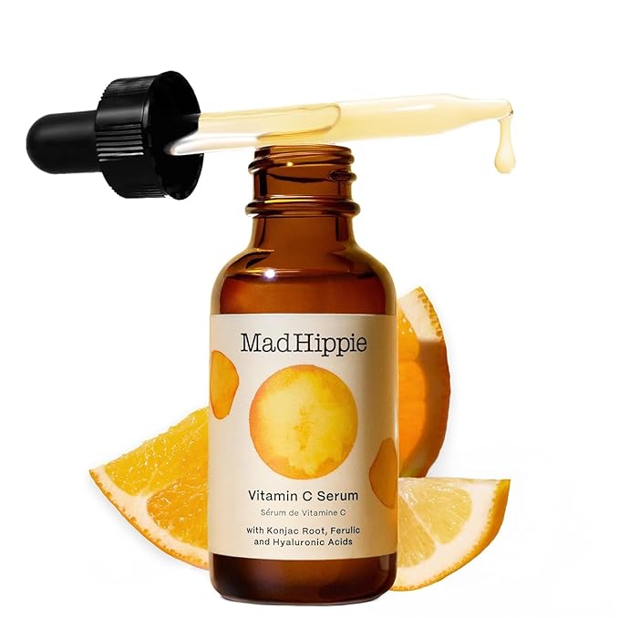 Mad Hippie Vitamin C Serum for Face – C + E + Ferulic Acid, Hyaluronic Acid, Stable Low-Irritation Formula, Brightening, 1.02 fl oz