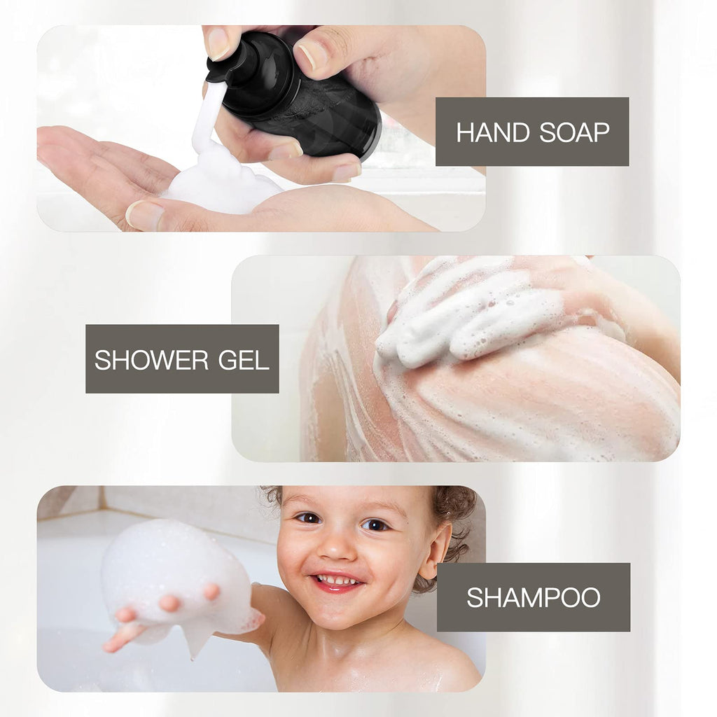 Owlyee Travel Foam Pump Bottle - 2oz Small Size Foaming Hand Soap Dispenser - Mini Portable Mousse Lash Shampoo Kit Container for Hair - Empty Leak Proof Plastic Black Foamer 10Pack