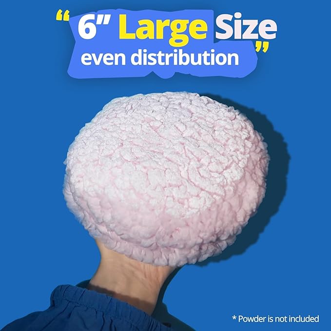 whisrvival 6" Large Powder Puff for Body Powder, Soft Body Dusting Powder Puff with Container, Washable, Quick Even Application, Pink