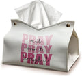 Bible Christian Tissue Box Cover Rectangle, Pink Prayer Decor Tissue Box Holder, Pray Over it Pray Through it Religious Facial Paper Case, Scripture Church Gifts for Women Home 9.8x5.9x5.9