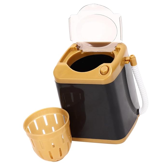 Beufee Mini Washing Machine, Electric Makeup Brush Cleaning Machine Electric Mini Quick Dry Cleaning Washer Cosmetic Tool Cleansing Machine for Home (Gold)
