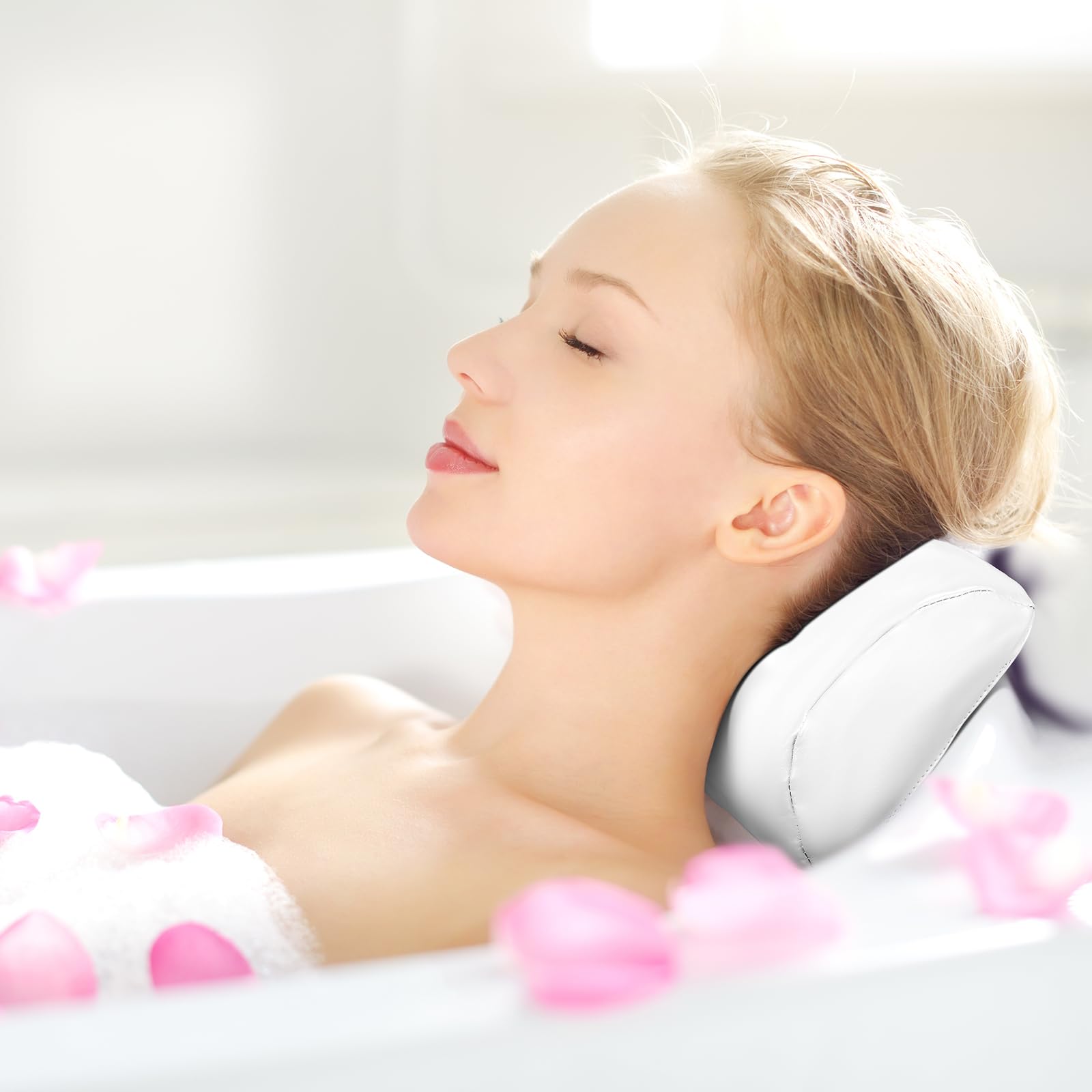 Pinkunn 2 Pcs Hot Tub Headrest Bathtub Headrest Pillow Waterproof Spa Head Pillows with Weighted Back for Bath Neck Head and Back Support Women Men(White)