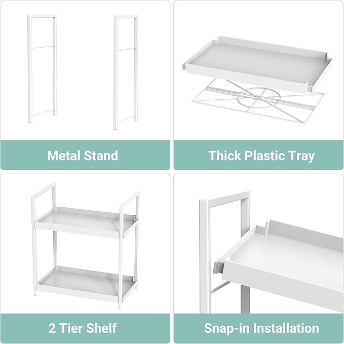 Oasiteege 2 Tier Bathroom Counter Shelf Organizer for Skincare Makeup