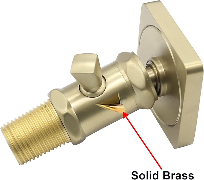 Brushed Gold Square Shower Body Spray Jets with Flow Control and Swivel - Solid Brass Adjustable Water Massage Jets, Wall-Mounted Concealed