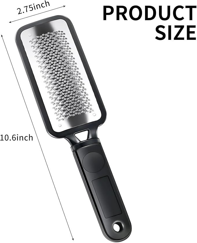Foot Callus Remover – Professional Stainless Steel Foot File for Dead Skin, Callus & Hard Skin Removal – Ergonomic Design for Smooth, Baby-Soft Feet (Black)