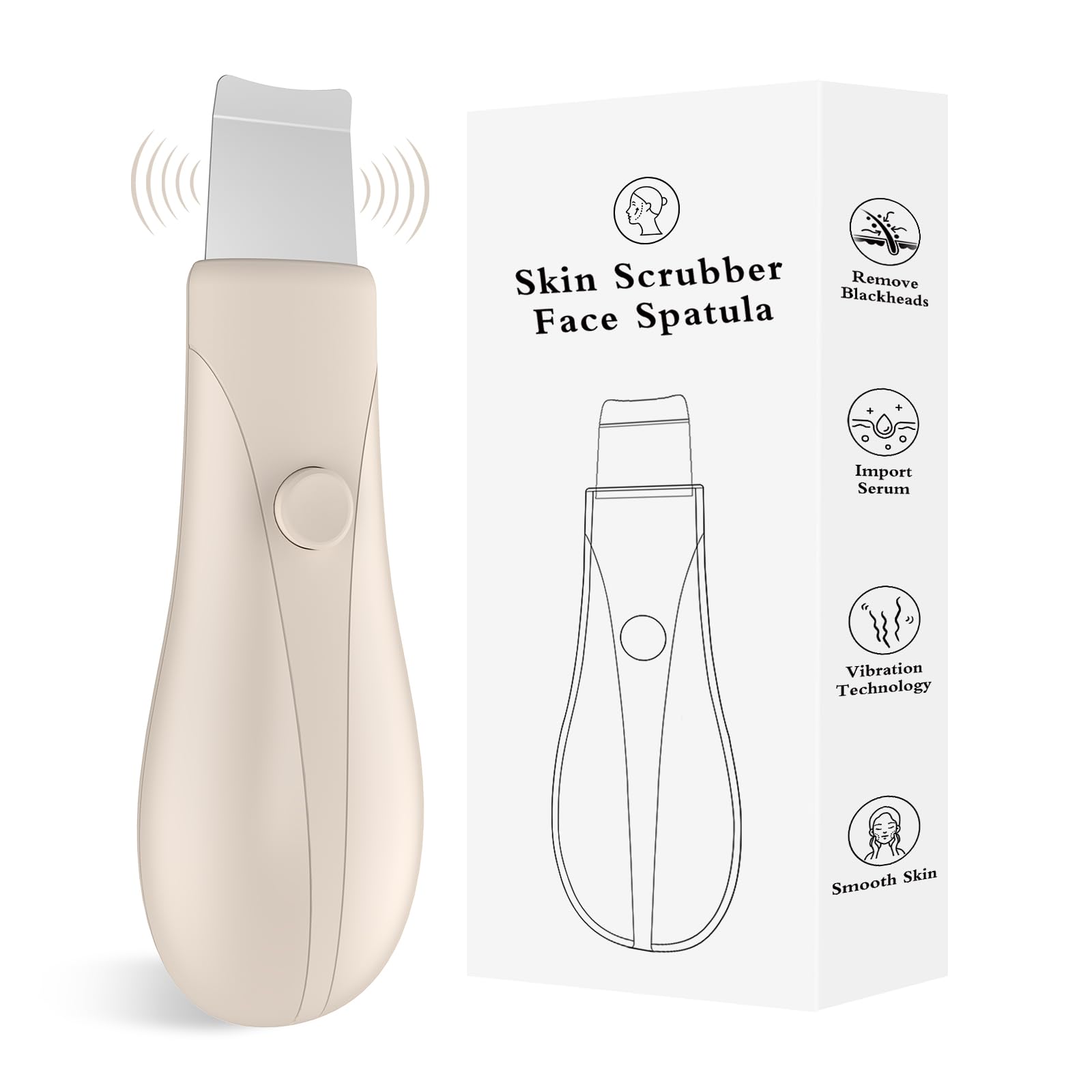 Skin Scrubber Face Spatula Skin Spatula Pore Cleaner Blackhead Remover Tools for Facial Deep Cleansing Skin Care Tool for Men and Women (Beige)