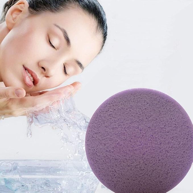 Facial Sponge Compressed,120 Count PVA Professional Makeup Removal Round Face Wash Sponges Spa Pads Exfoliating Cleansing for Women,Purple