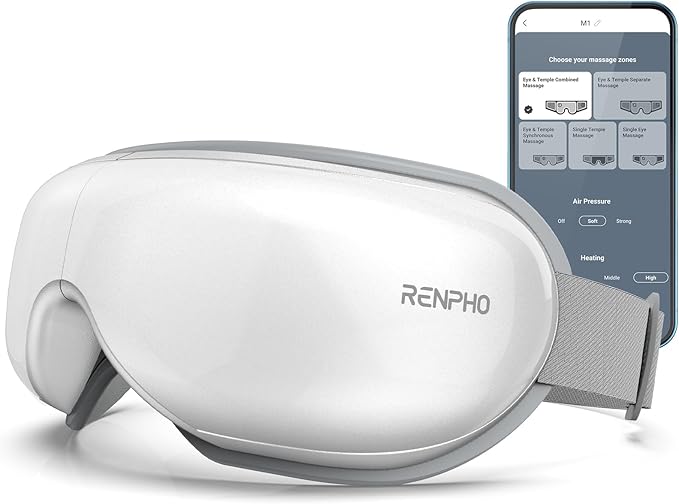 RENPHO Eyeris Smart Eye Massager with App Control, FSA Eligible HSA, Eye Mask with Heat & Wireless Music for Dry Eyes & Head Tension, Perfect Relaxing Birthday Gifts for Women and Men