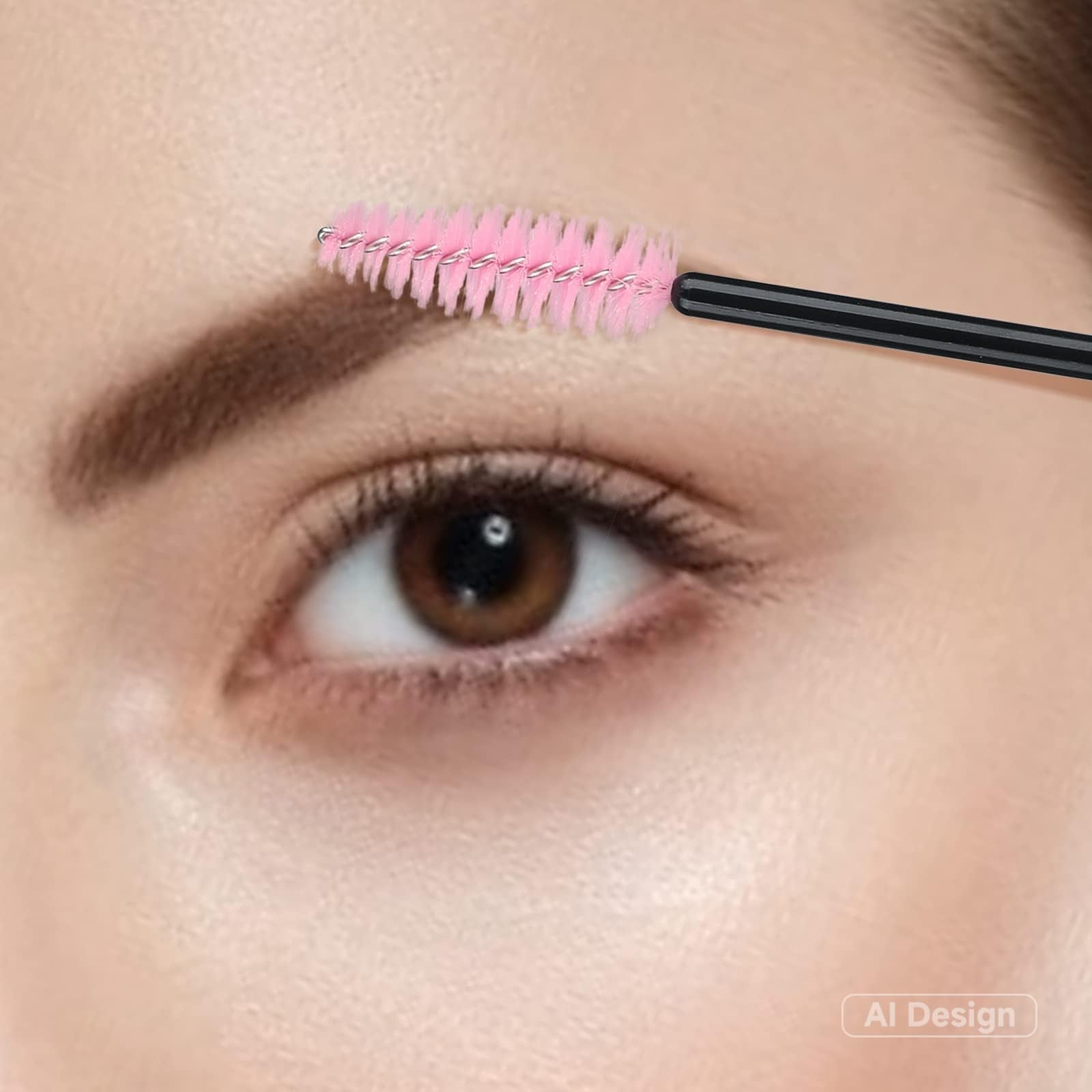 G2PLUS 100PCS Disposable Eyelash Brushes, Adjustable Mascara Wands Makeup Applicator, Lash Spoolies Brushes for Eyelash Extensions and Eyebrows (Pink)