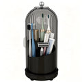 Zufudo Drainable Toothbrush Toothpaste Holders with Cover, Gray Black