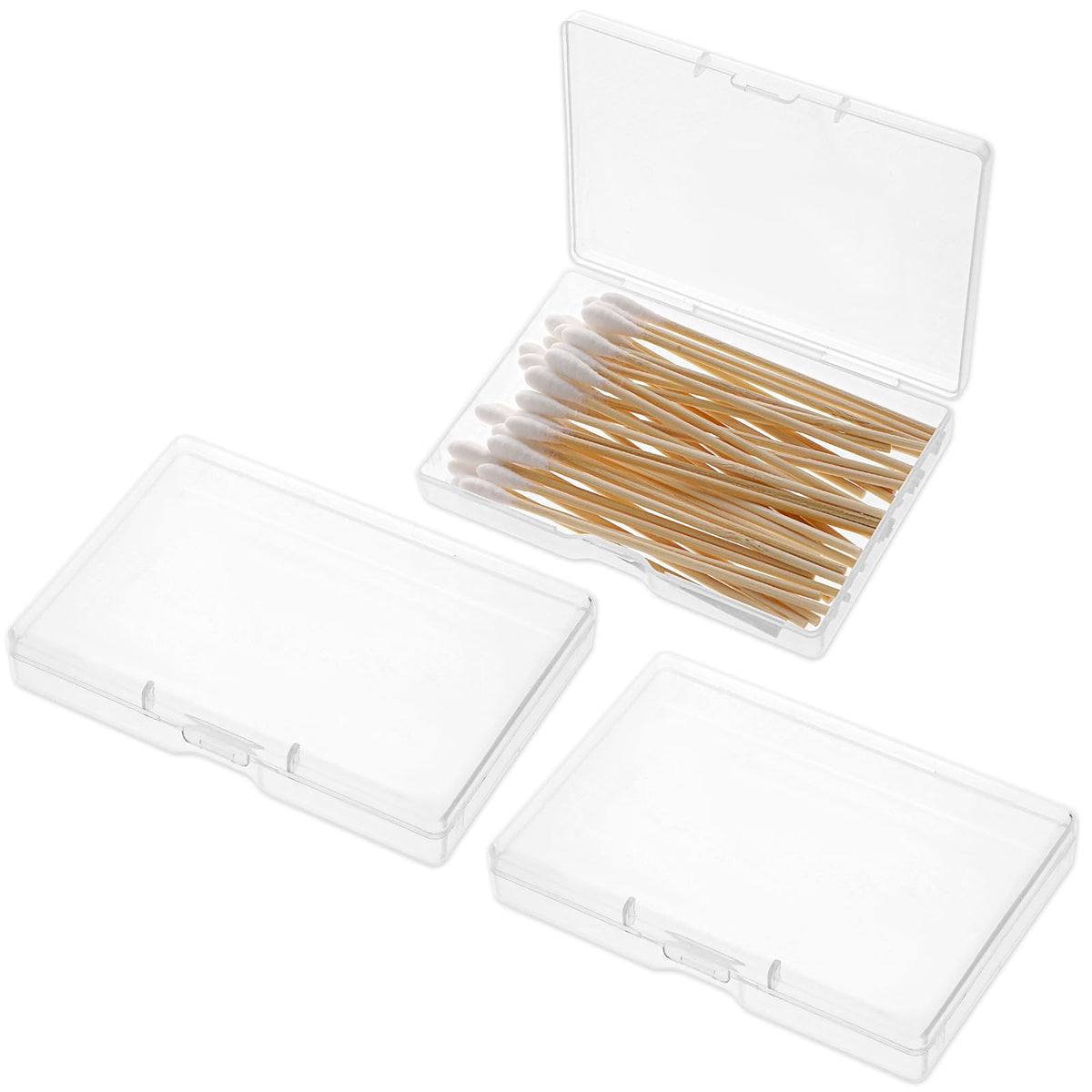 KALIONE 3-Piece Portable Travel Cotton Pad Holder - Bathroom Vanity Countertop Storage Organizer - Cotton Ball & Swab Dispenser - Transparent