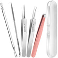 Teenitor Blackhead Remover and Pimple Popper Tool Kit, 2 Blackhead Extractor, 1 Ingrown Hair Tweezers, 2 Pimple Extractor Pore Extractor Blackhead Remover Tool Acne Tools