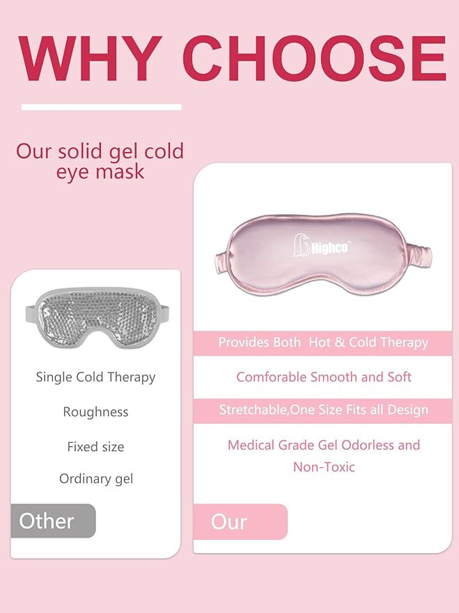 2 Packs Cooling Eye Mask and Neck Ice Pack Wrap,Hot Cold Compress Ice Pack for Neck,Cold Gel Cooling Mask for Sleep,Reusable Ice Eye Mask Cold Compress for Puffy Eyes,Pink