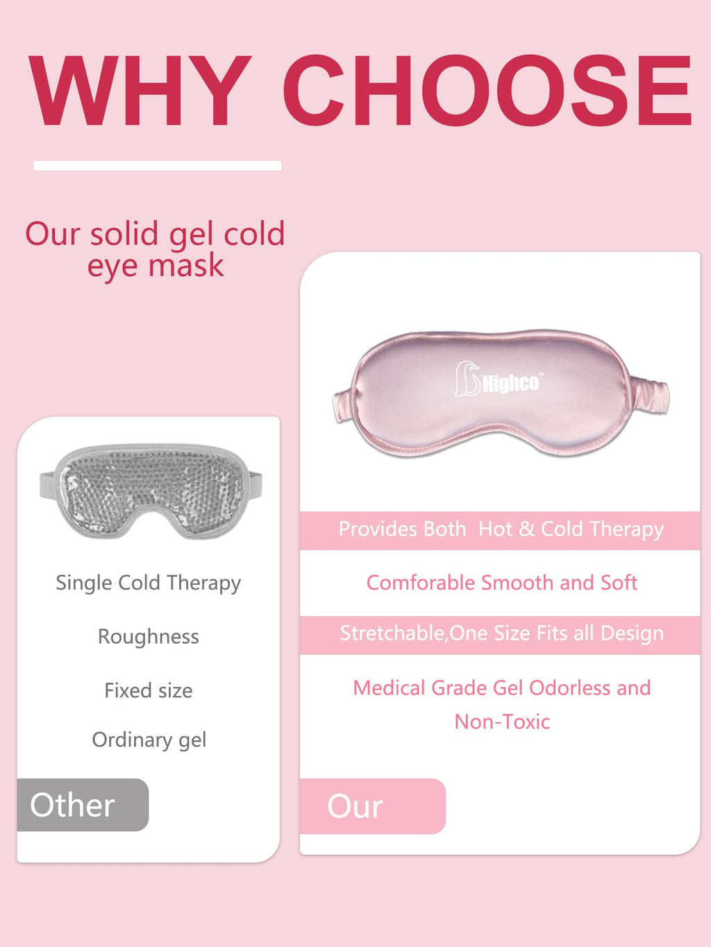 2 Packs Cooling Eye Mask and Neck Ice Pack Wrap,Hot Cold Compress Ice Pack for Neck,Cold Gel Cooling Mask for Sleep,Reusable Ice Eye Mask Cold Compress for Puffy Eyes,Pink