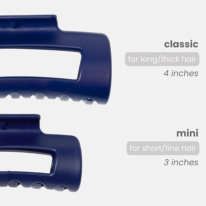 Mello Medium Hair Clip - Flexible Comfort Hair Claw for Women, Strong Hold for Thick & Thin Hair Styling, Durable Material, Matte Non-Slip Finish, Made in Korea, Patent Pending (Blue, Medium)