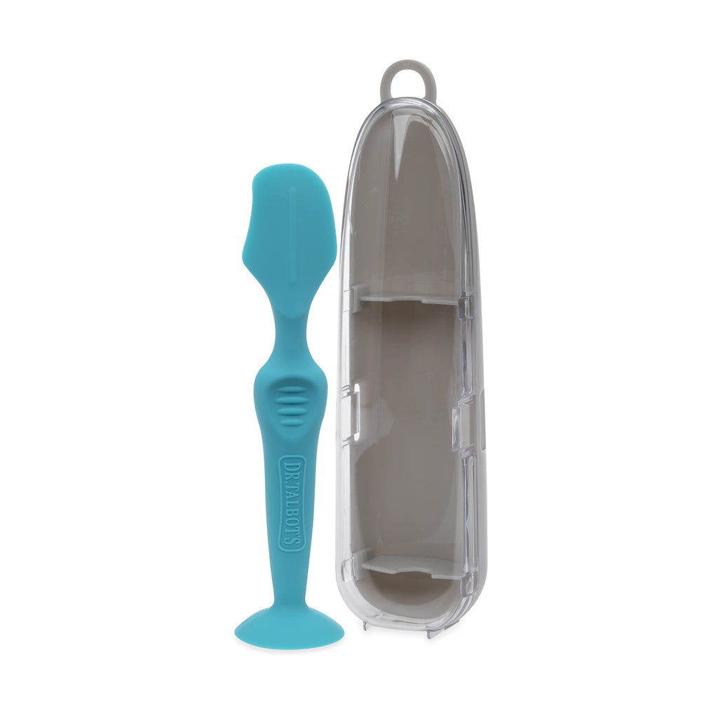 Dr. Talbot's Diaper Cream Brush for Babies - Diaper Rash Cream Applicator with Suction Base and Hygienic Case - Full Size - Aqua Blue