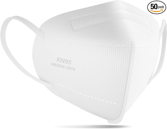 TOPMAX KN95 Face Mask 50 Pack 5-Ply Breathable Filter Efficiency≥95% Protective Cup Dust Disposable Masks Against PM2.5 White