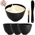 6Pcs Silicone Mixing Bowls, Silicone Bowls for Facials, DIY Face Mask Mixing Bowl for Home Salon Spa Face Skin Applicator Bowl, Black