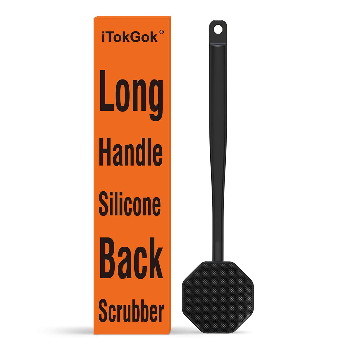 iTokGoK® Silver-Infused Silicone Back Scrubber with Long Handle Back Brush for Shower,Back Brush Long Handle for Men and Women,Ergonomic No-Slip Handle, Long-Lasting (Midnight Green)