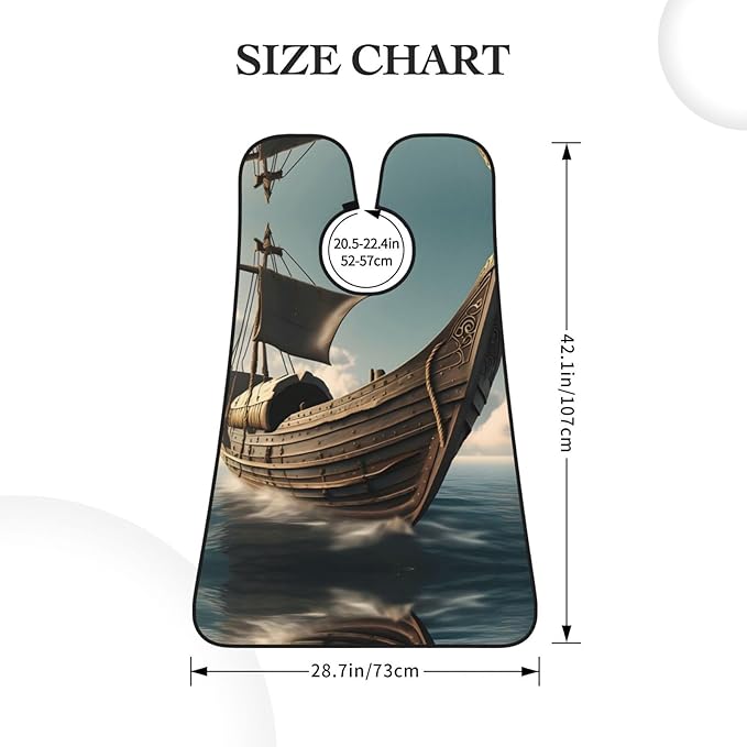 Old Viking Boat Print Beard Bib Apron For Men, Beard Hair Catcher For Men Shaving Trimming,Beard Cape Cloth